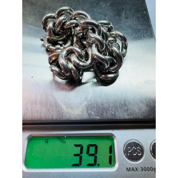 Italian Sterling Silver 925 Chunky Curb Bracelet Unisex, Large Spring Ring Clasp - Picture 12 of 12